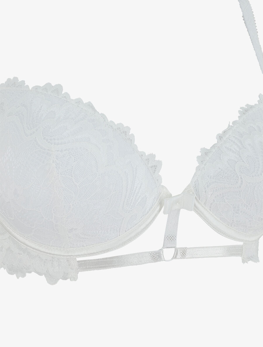 Ensemble soutien-gorge push up et shorty en dentelle - Blanc - 4