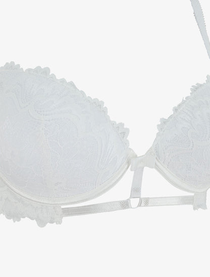 Ensemble soutien-gorge push up et shorty en dentelle - Blanc - 4