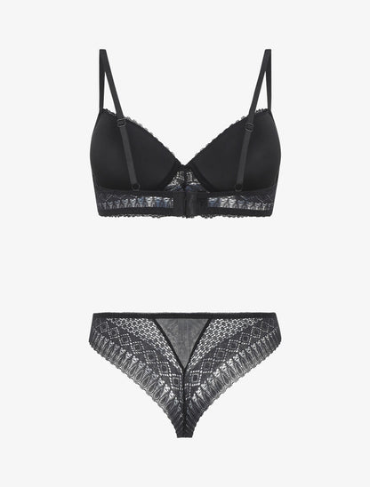 Ensemble push up à pois en dentelle - Noir - 3