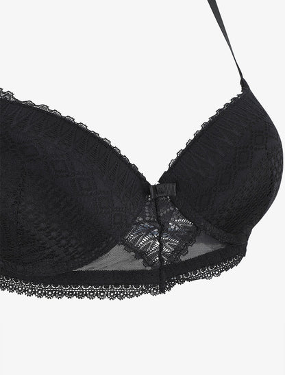Ensemble push up à pois en dentelle - Noir - 4