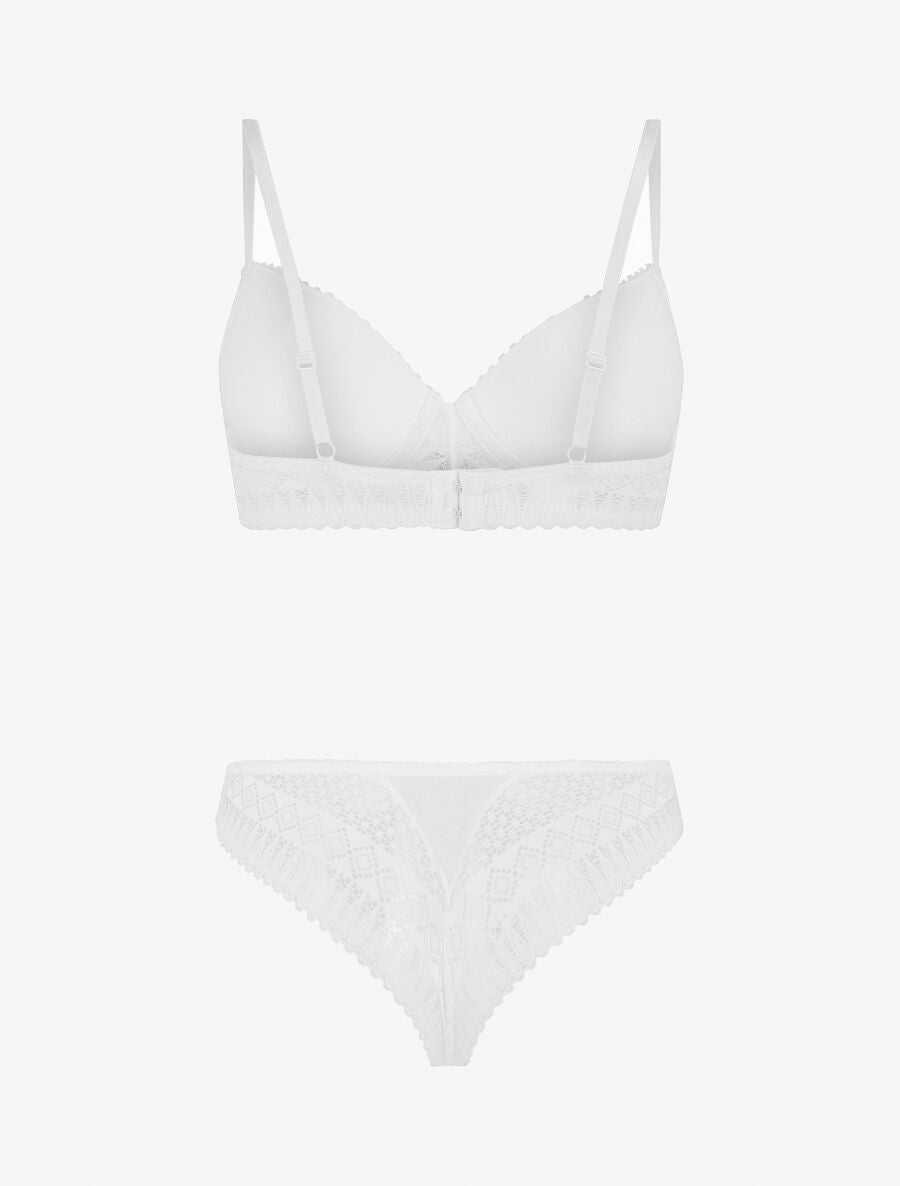 Ensemble push up à pois en dentelle - Blanc - 2