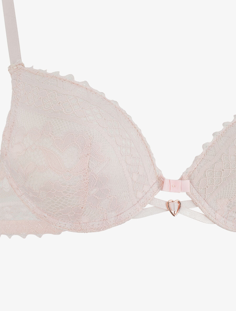 Ensemble soutien-gorge et tanga en dentelle - Rose pastel - 4