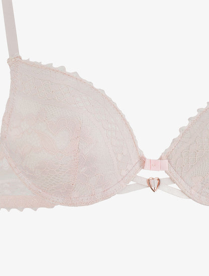 Ensemble soutien-gorge et tanga en dentelle - Rose pastel - 4