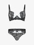 Ensemble soutien-gorge push up et culotte en dentelle - Noir/blanc - 1