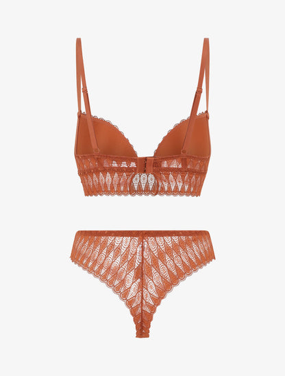 Ensemble push up bandeau en dentelle - Rouille - 3