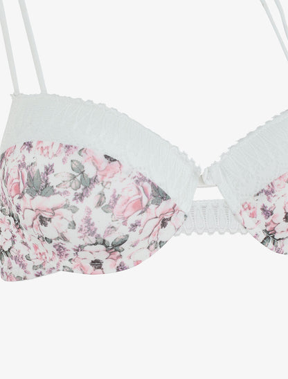 Ensemble push up imprimé fleuri et dentelle - Blanc - 4