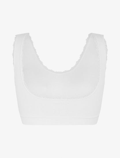 Brassière à détail dentelle et coussinets amovibles - Blanc - 2