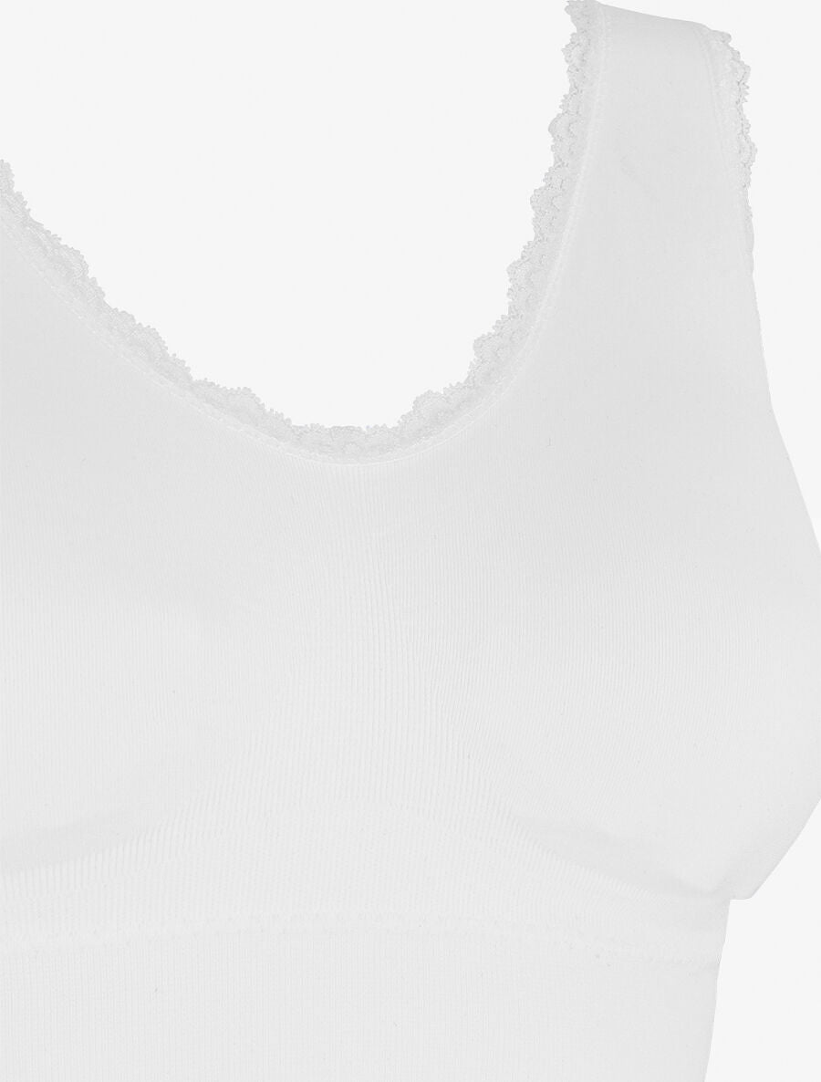 Brassière à détail dentelle et coussinets amovibles - Blanc - 3