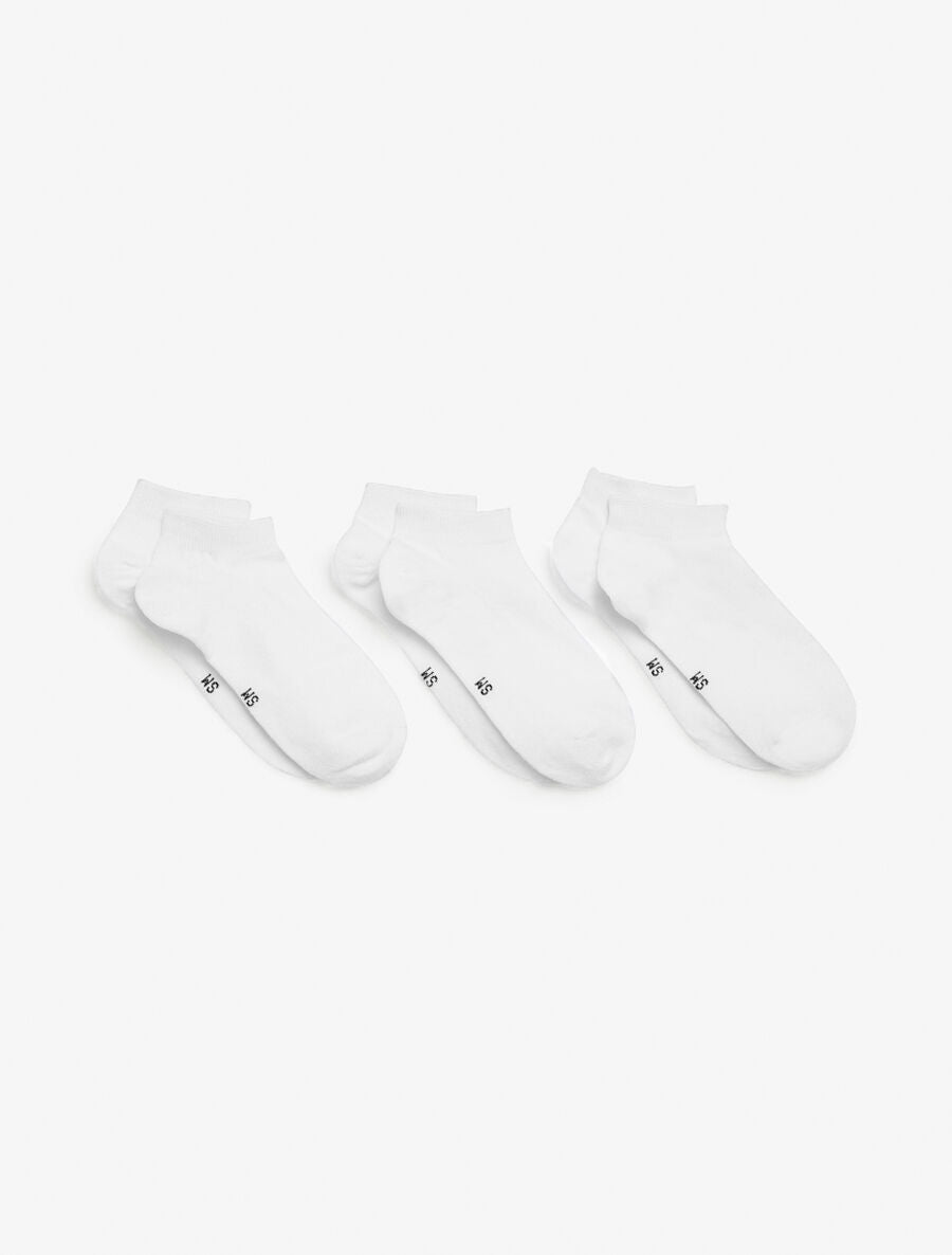 Lot de 3 socquettes unies en coton mélangé - Blanc - 1