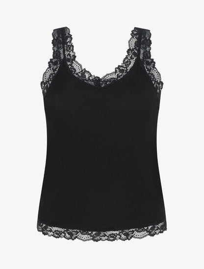 Ensemble pyjama débardeur et short à détail dentelle - Noir - 1