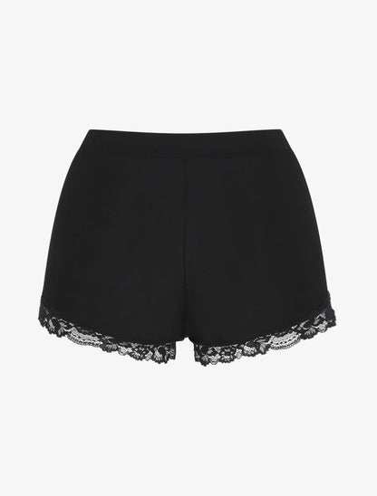 Ensemble pyjama débardeur et short à détail dentelle - Noir - 5