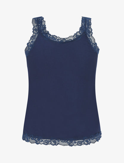 Ensemble pyjama débardeur et short à détail dentelle - Marine - 2