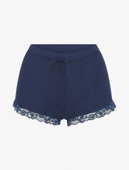 Ensemble pyjama débardeur et short à détail dentelle - Marine - 4