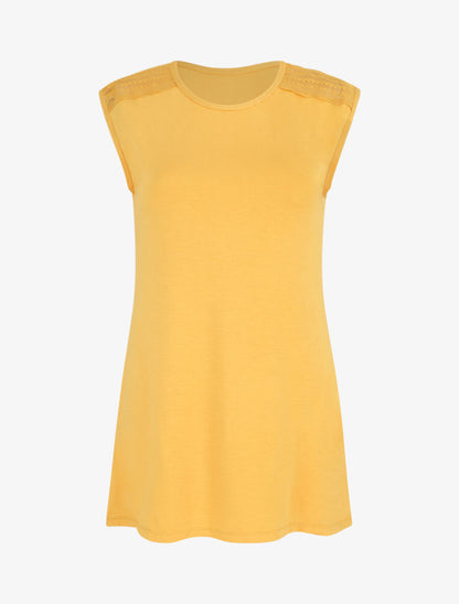Robe pyjama unie - Jaune moutarde - 4