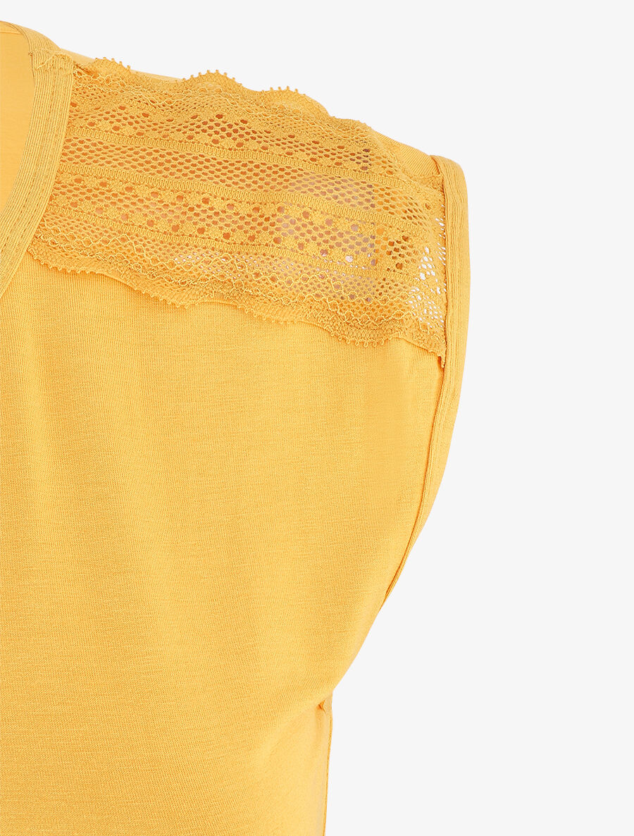 Robe pyjama unie - Jaune moutarde - 3