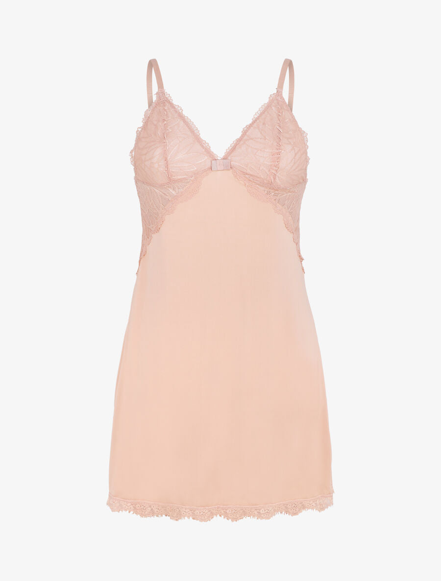 Robe nuisette à buste dentelle - Rose - 1