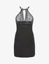 Robe nuisette à dos nu et haut en dentelle ajouré - Noir - 4