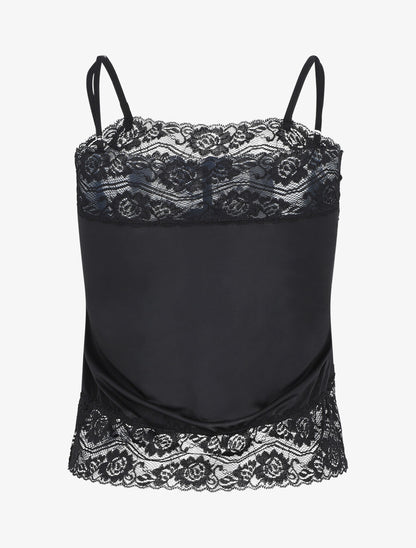 Ensemble pyjama à détail dentelle et noeud - Noir - 2