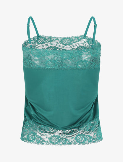 Ensemble pyjama à détail dentelle et noeud - Vert sapin - 2