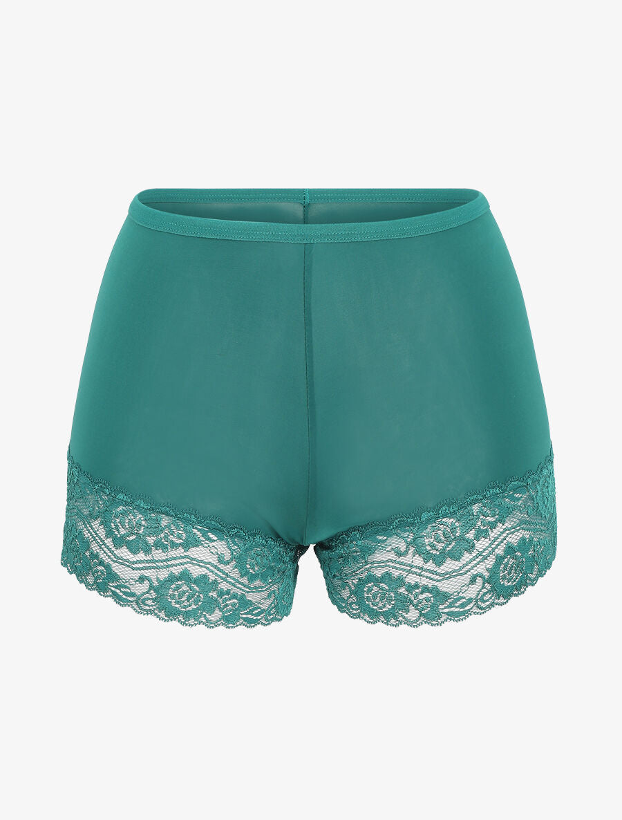 Ensemble pyjama à détail dentelle et noeud - Vert sapin - 4