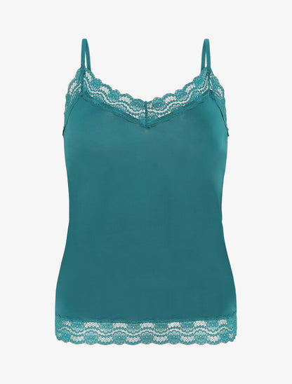 Ensemble pyjama uni à détail dentelle - Vert sapin - 6