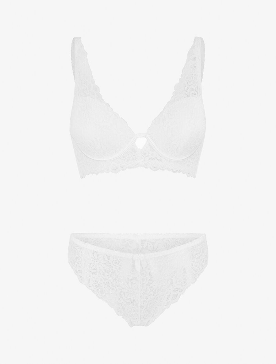 Ensemble push up bande en dentelle - Blanc - 2