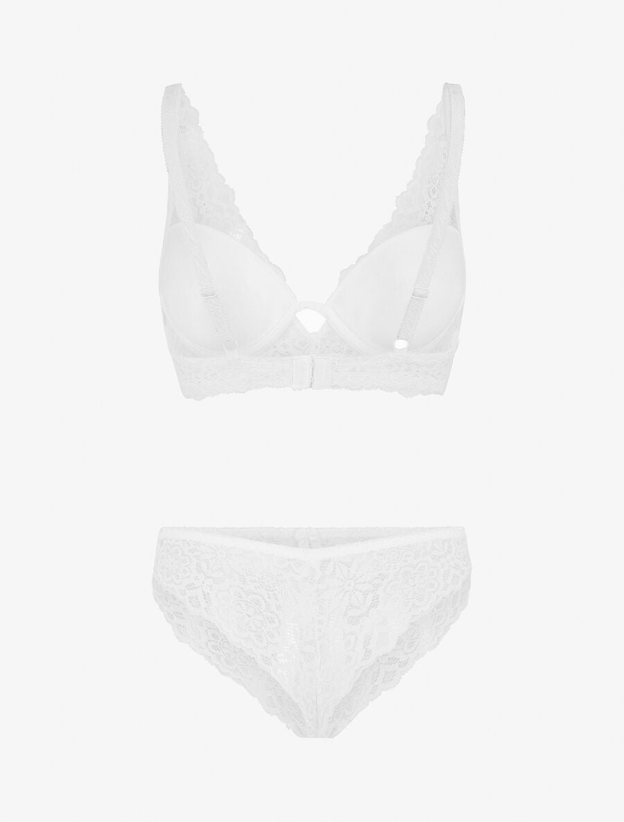 Ensemble push up bande en dentelle - Blanc - 3