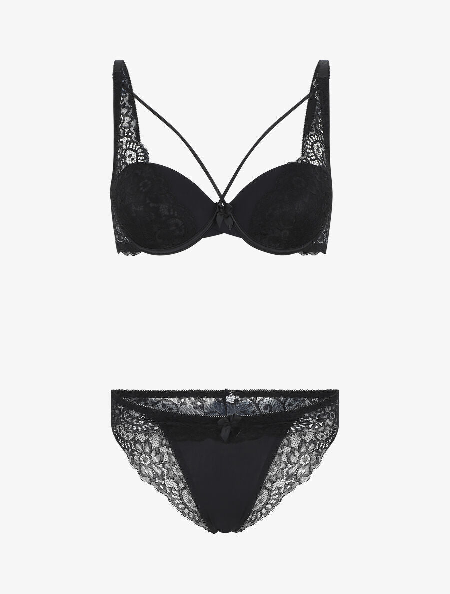 Ensemble push up en dentelle - Noir - 5
