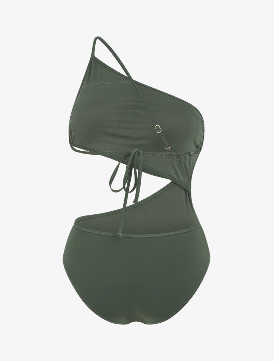 Maillot de bain une pièce asymétrique - Kaki - 4