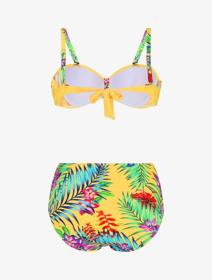 Bikini à imprimé fleurs tropicales - Jaune - 4