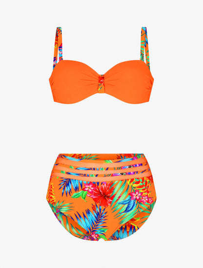 Bikini à imprimé fleurs tropicales - Orange - 1