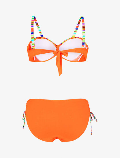 Bikini uni à bretelles multicolore - Orange - 4