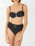 Bikini irisé taille haute - Noir - 1