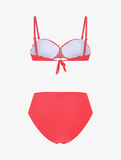 Bikini irisé taille haute - Rose fluo - 2