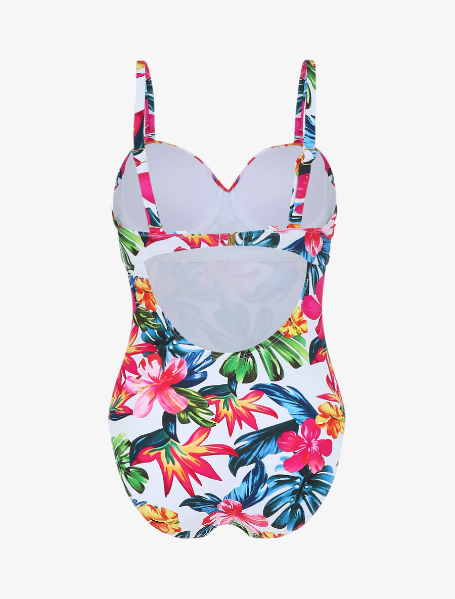 Maillot de bain une pièce imprimé tropical - Blanc - 4
