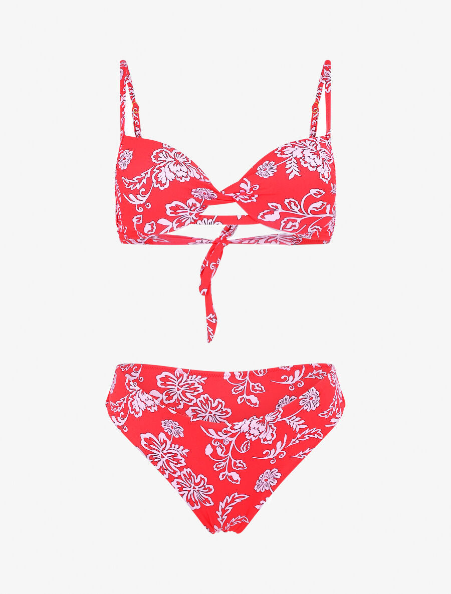 Bikini imprimé fleurs hawaïennes - Rose fluo - 5