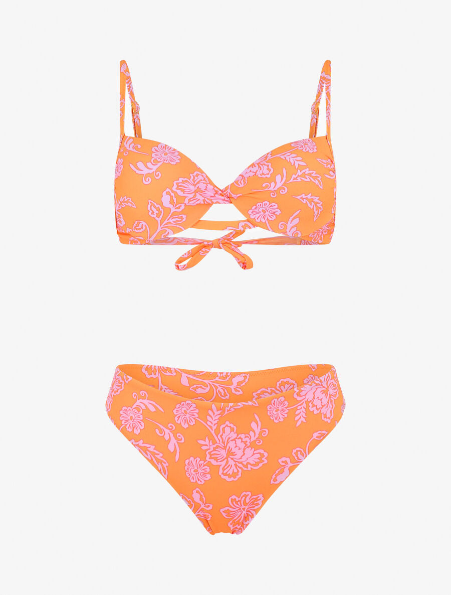 Bikini imprimé fleurs hawaïennes - Orange - 5