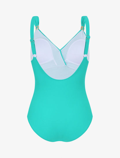 Maillot de bain une pièce à détail bijoux - Bleu canard - 4
