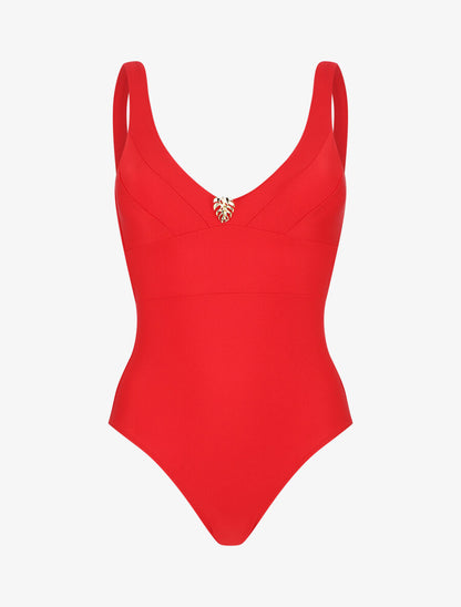 Maillot de bain 1 pièce uni - Rouge - 2