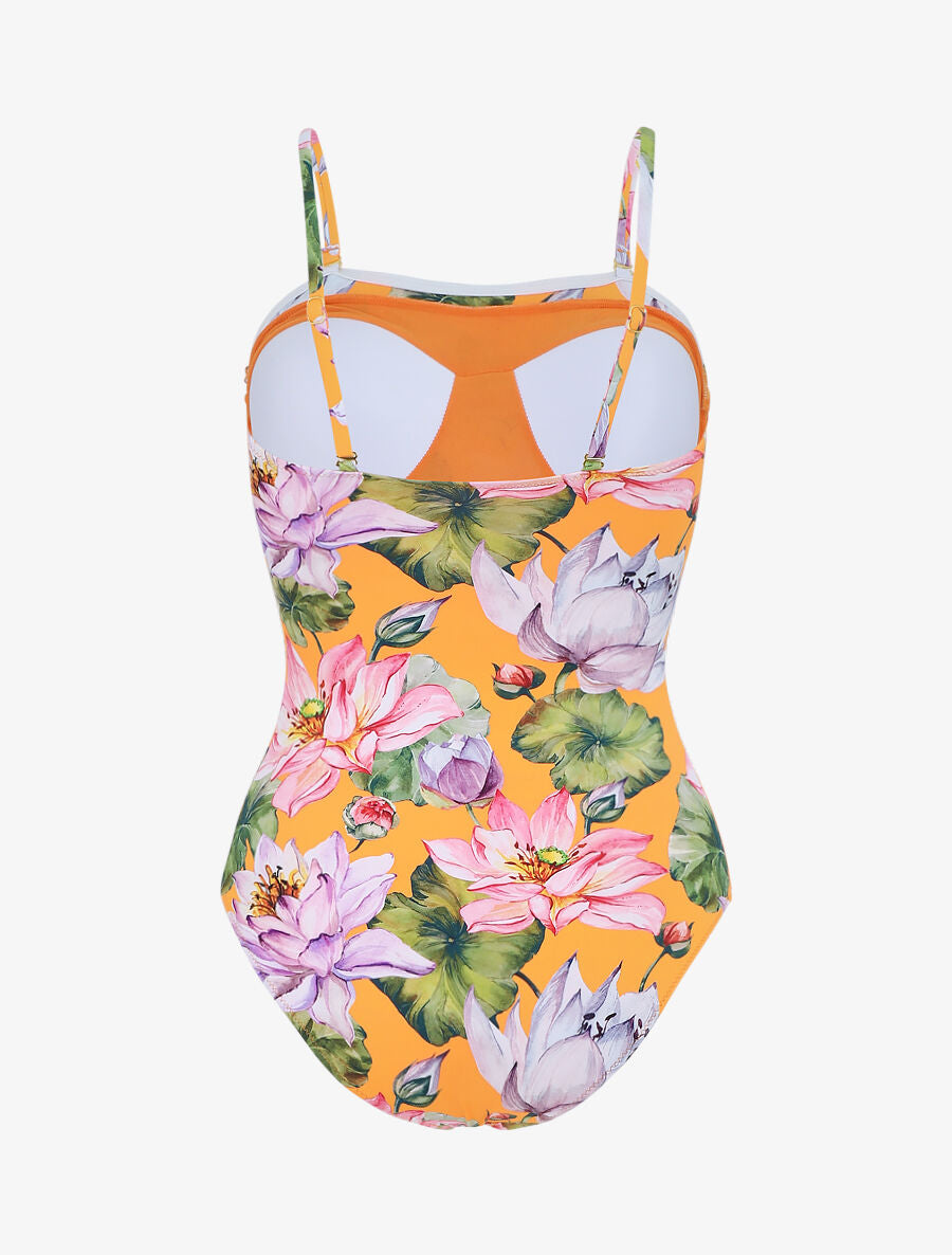Maillot de bain une pièce à imprimé fleuri - Orange - 2