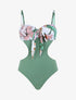 Maillot de bain une pièce ajouré - Kaki - 4