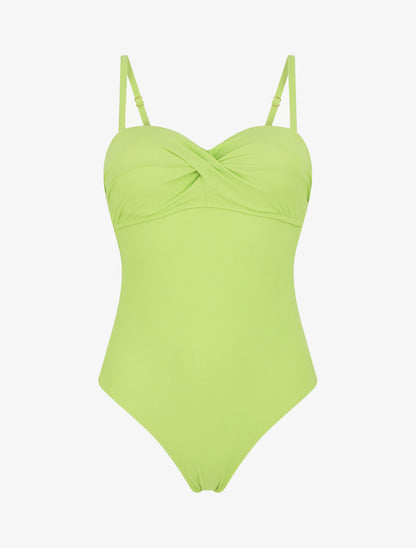 Maillot de bain une pièce uni - Vert anis - 5