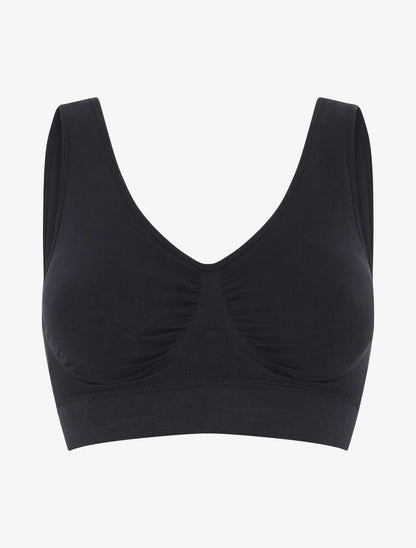 Brassière uni avec coussinets amovibles - Noir - 4