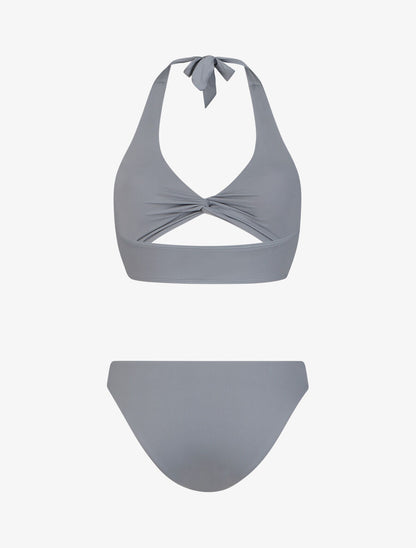 Bikini brassière à liens à nouer - Gris - 4
