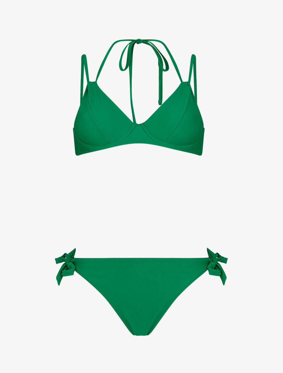 Bikini uni à nouer - Vert - 3