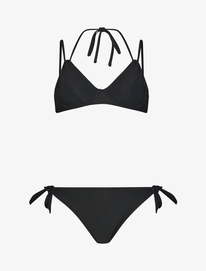 Bikini uni à nouer - Noir - 1