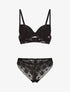 Ensemble lingerie en dentelle motif fleuri - Noir - 3
