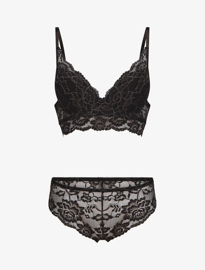 Ensemble lingerie en dentelle irisée - Noir - 1