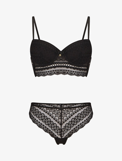 Ensemble lingerie en dentelle - Noir - 1