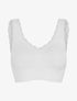 Brassière uni avec coussinets amovibles et broderies - Blanc - 4
